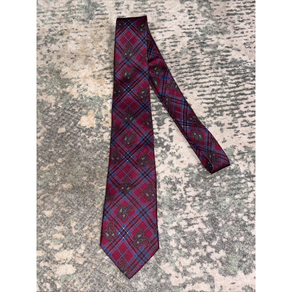 vintage Hathaway silk necktie Tartan Paisley Made In USA